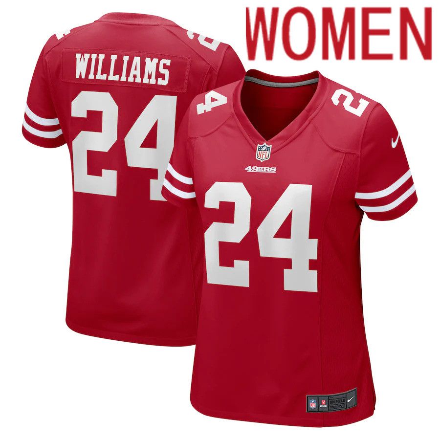 Women San Francisco 49ers #24 KWaun Williams Nike Scarlet Game NFL Jersey->women nfl jersey->Women Jersey